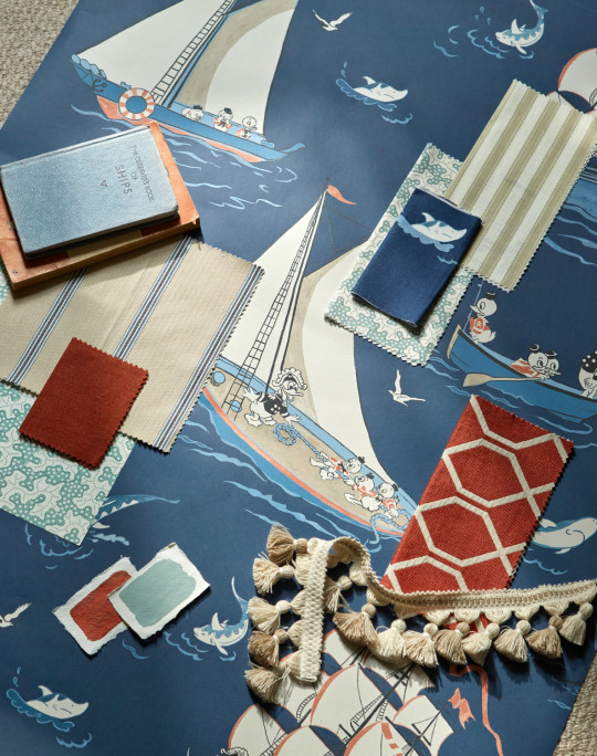 Sanderson Tapete Donald Nautical - Night Fishing