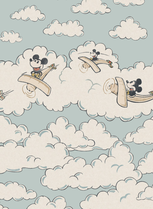 Sanderson Carta da parati panoramica Mickey in the Clouds - Sea Salt