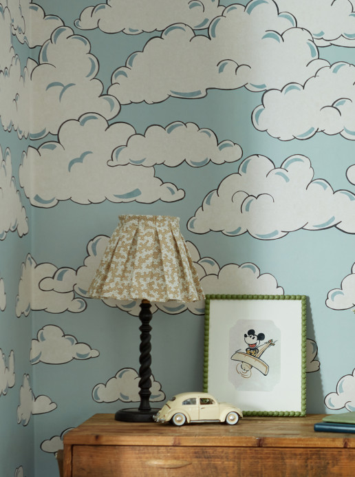 Sanderson Papier peint panoramique Mickey in the Clouds - Sea Salt
