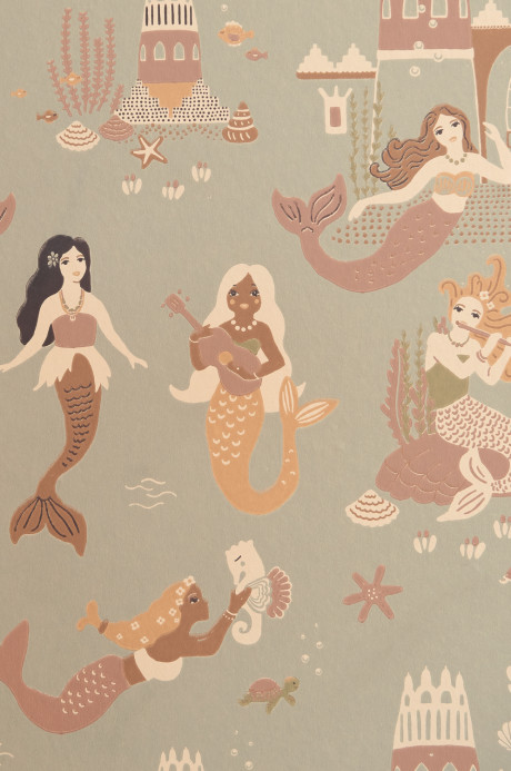 Majvillan Wallpaper Mermaid Reef - Ocean Blue