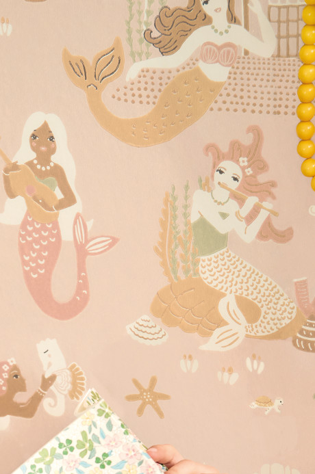 Majvillan Papier peint Mermaid Reef - Sweet Pink