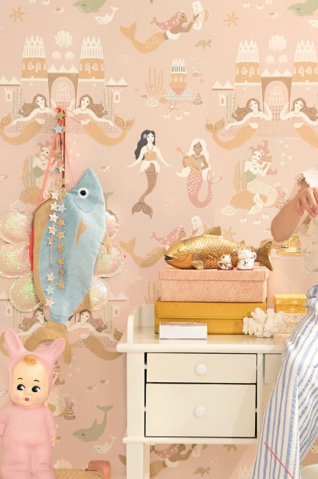 Majvillan Wallpaper Mermaid Reef - Sweet Pink