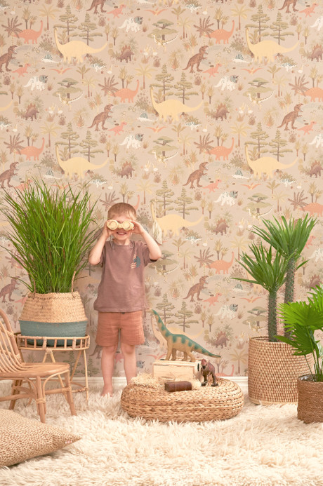 Majvillan Wallpaper Dinosaur Vibes - Sandy Beige