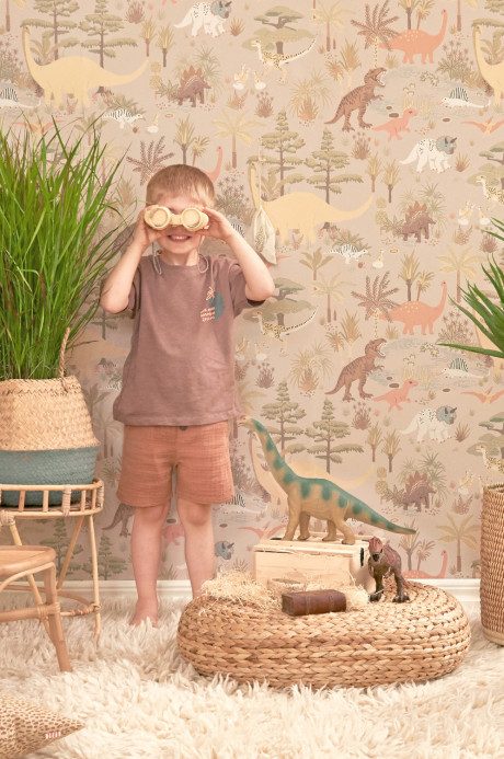 Majvillan Wallpaper Dinosaur Vibes - Sandy Beige