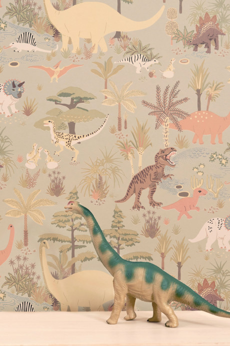 Majvillan Papier peint Dinosaur Vibes - Soft Green