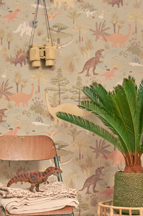 Majvillan Wallpaper Dinosaur Vibes - Soft Green