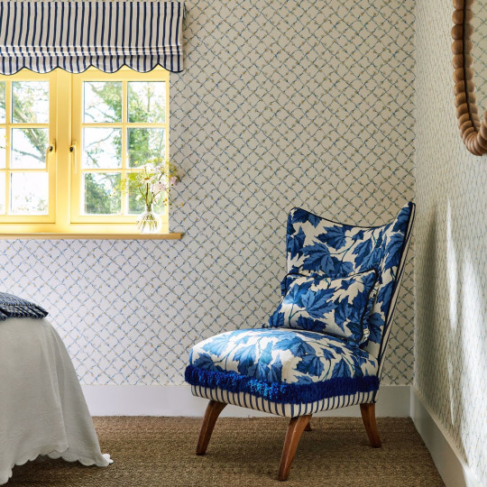 Harlequin Papier peint Daisy Trellis - Lapis/ Pearl