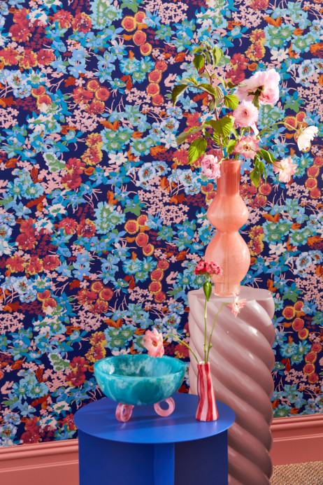 Harlequin Wallpaper Wildflower Meadow - Lapis/ Carnelian/ Aquamarine