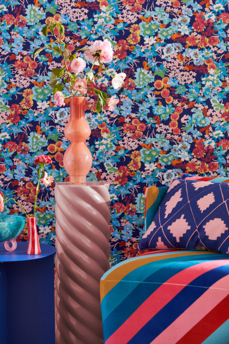 Harlequin Wallpaper Wildflower Meadow - Lapis/ Carnelian/ Aquamarine