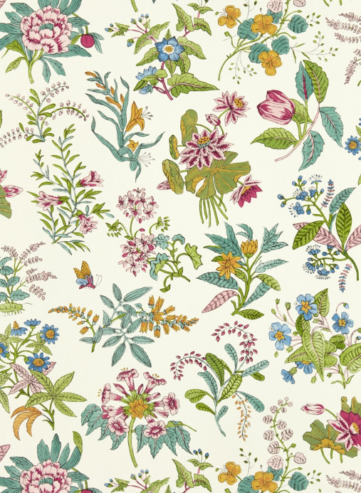 Harlequin Wallpaper Woodland Floral - Peridot/ Ruby/ Pearl