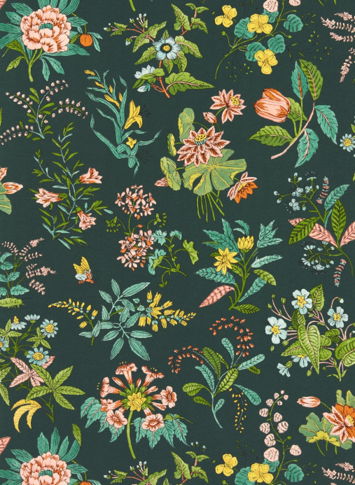 Harlequin Wallpaper Woodland Floral - Jade/ Malachite/ Rose Quartz