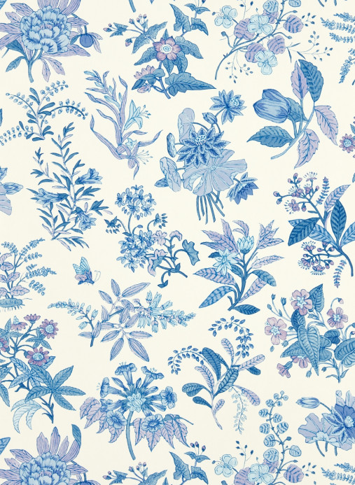 Harlequin Wallpaper Woodland Floral - Lapis/ Amethyst/ Pearl