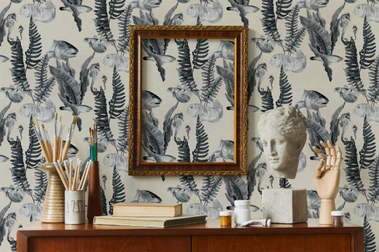 Coordonne Wallpaper Bank of Fish Grey