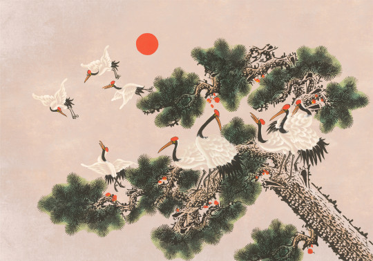 Coordonne Papier peint panoramique Ukiyo - Rose