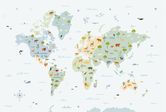 Coordonne Papier peint panoramique Animal Map - Prisma