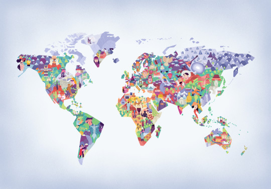 Coordonne Mural Diversity Map - Lilac
