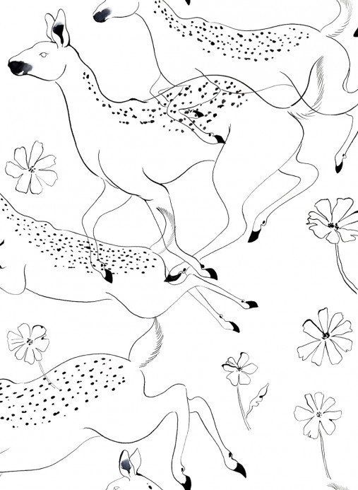 Coordonne Papier peint panoramique Jumping Bambis - Linen