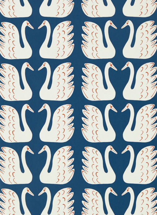 Scion Papier peint Swim Swam Swan - Denim