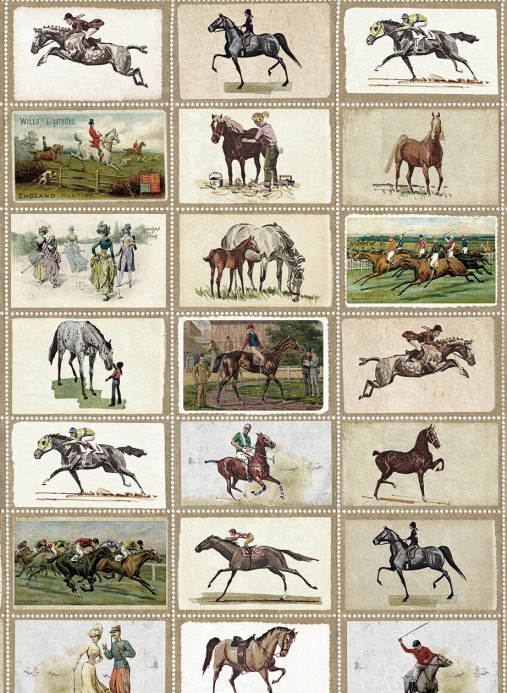 Mindthegap Carta da parati English Equestrian Stamps - Brown