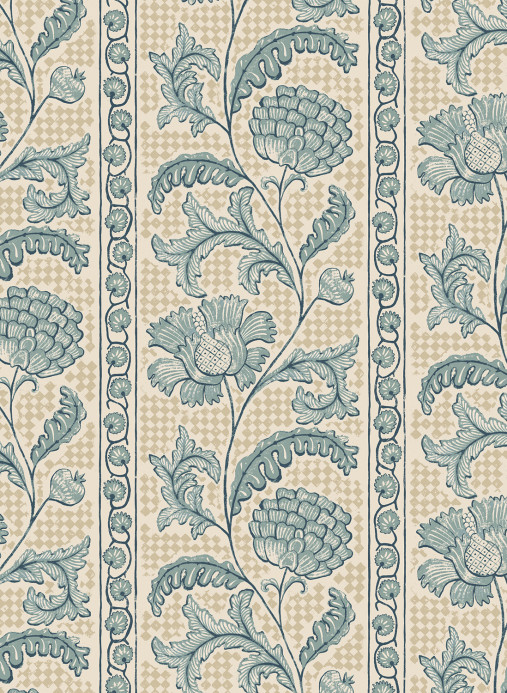 Josephine Munsey Wallpaper Floral Check - Osney Blue and Salt Ridge