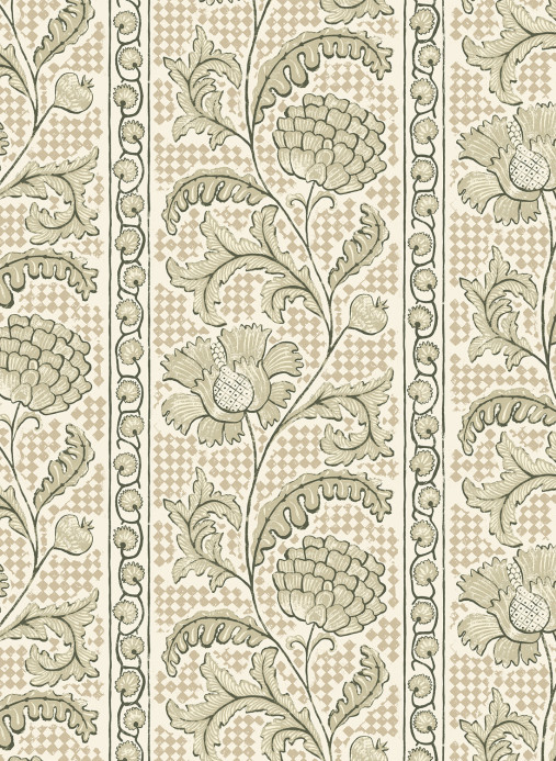 Josephine Munsey Wallpaper Floral Check - Maitland Green and Cotswold White