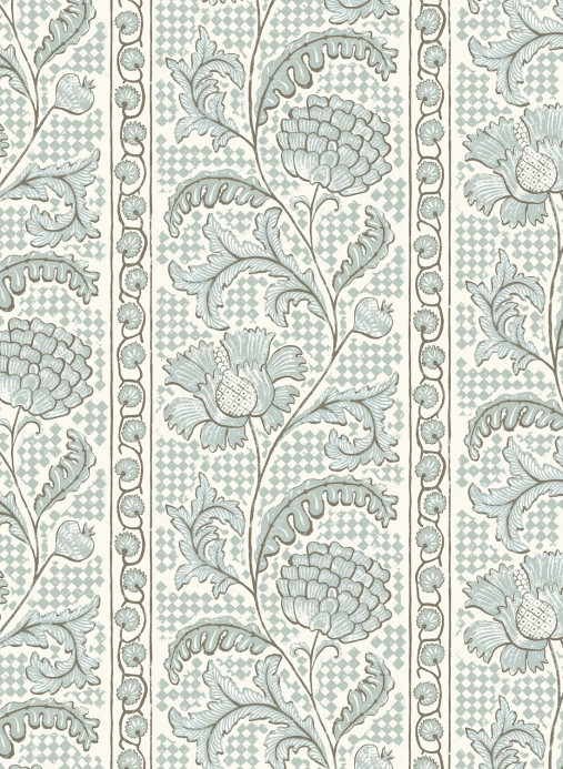 Josephine Munsey Wallpaper Floral Check - Barton Blue and Cotswold White