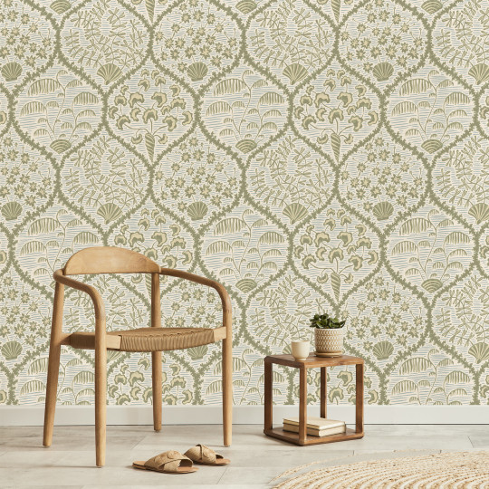 Josephine Munsey Wallpaper Sowerby - Soft Olive and Shortwood