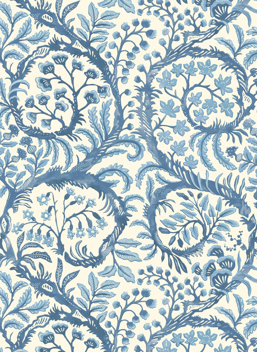 Josephine Munsey Papier peint Butterrow - Bright Blue and White