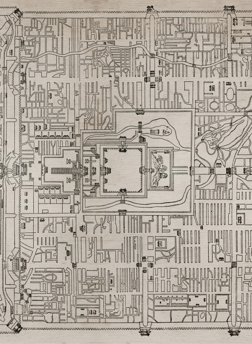 Coordonne Papier peint panoramique Old Beiging Map - Papyrus