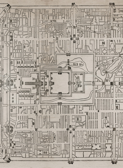 Coordonne Mural Old Beiging Map - Papyrus