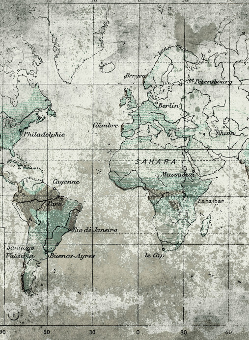 Coordonne Wandbild Old Map - Blue