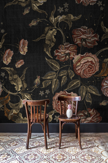 Coordonne Wandbild Embroidery Flora - Black
