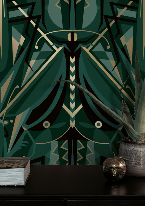 KEK Amsterdam Wallpaper Art Deco Animaux Grasshopper Gold