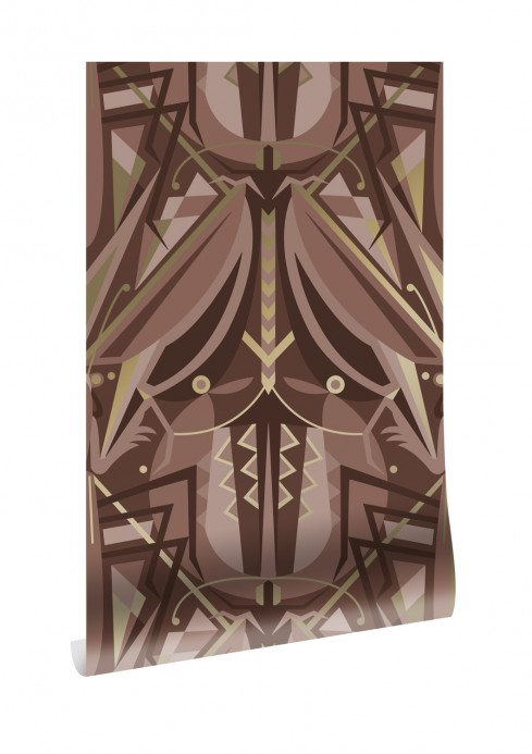 KEK Amsterdam Wallpaper Art Deco Animaux Grasshopper Gold - Taupe