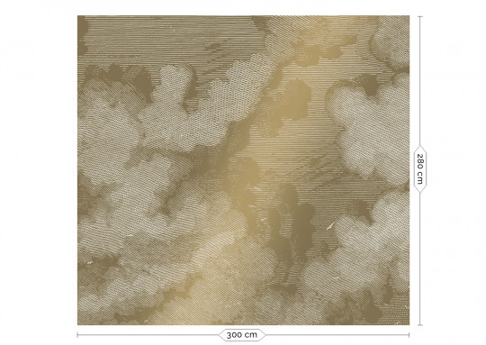 KEK Amsterdam Wandbild Engraved Clouds Gold 2 - L