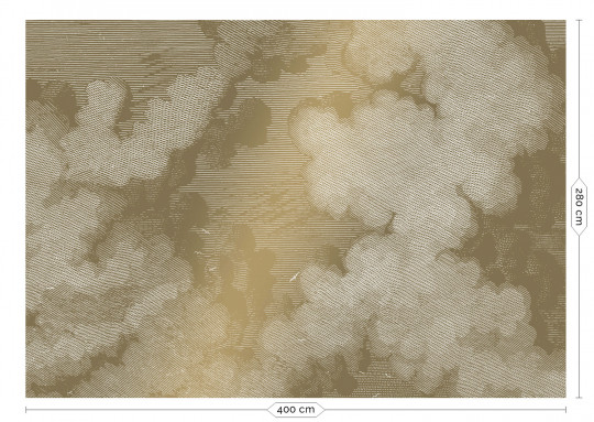KEK Amsterdam Wandbild Engraved Clouds Gold 2 - XL