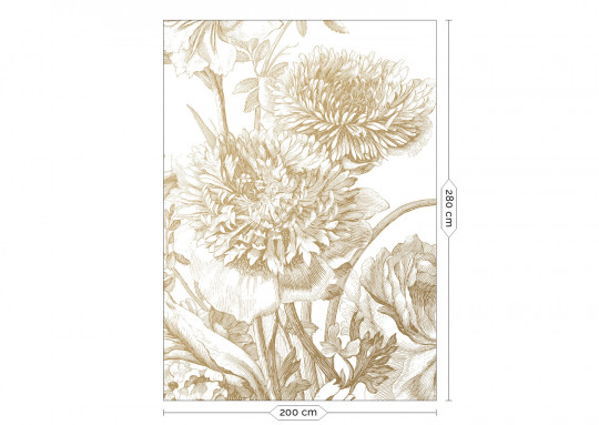 KEK Amsterdam Wandbild Engraved Flowers Gold 2 - M
