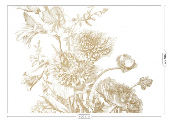 KEK Amsterdam Wandbild Engraved Flowers Gold 2 - XL