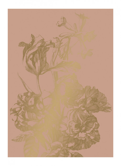 KEK Amsterdam Wandbild Engraved Flowers Gold 4 - M