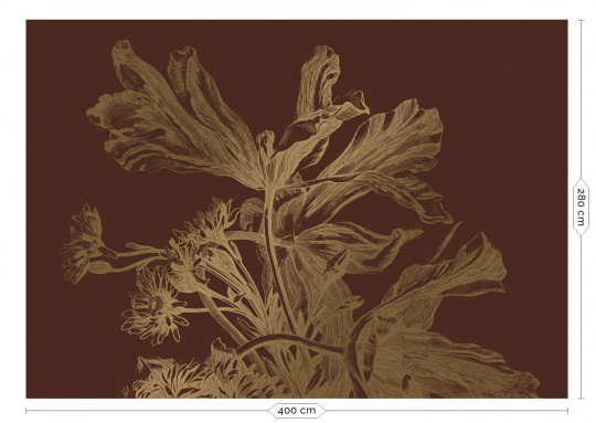 KEK Amsterdam Papier peint panoramique Engraved Flowers Gold 5 - XL