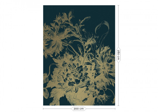 KEK Amsterdam Wandbild Engraved Flowers Gold 8 - M