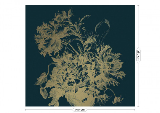 KEK Amsterdam Papier peint panoramique Engraved Flowers Gold 8