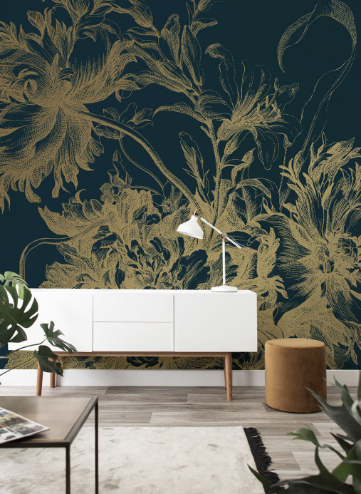 KEK Amsterdam Papier peint panoramique Engraved Flowers Gold 8 - L
