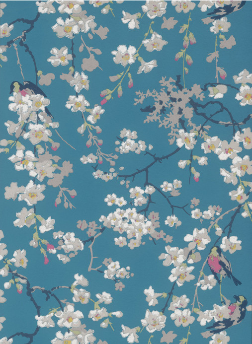 Little Greene Wallpaper Massingberd Blossom - Deep Blue