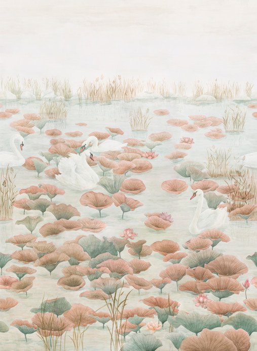 Sian Zeng Wandbild Classic Swan Lake - Terracotta