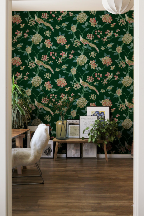 Coordonne Wallpaper Bird Song - Emerald
