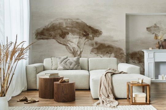 Coordonne Wandbild Serengueti - Sepia