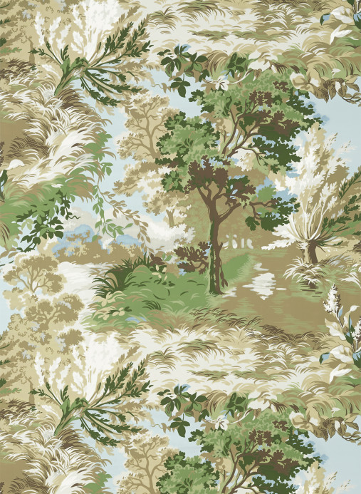 Thibaut Tapete Lincoln Toile - Green and Beige