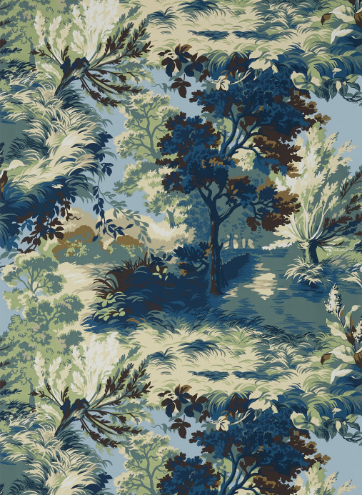 Thibaut Wallpaper Lincoln Toile - Navy and Teal