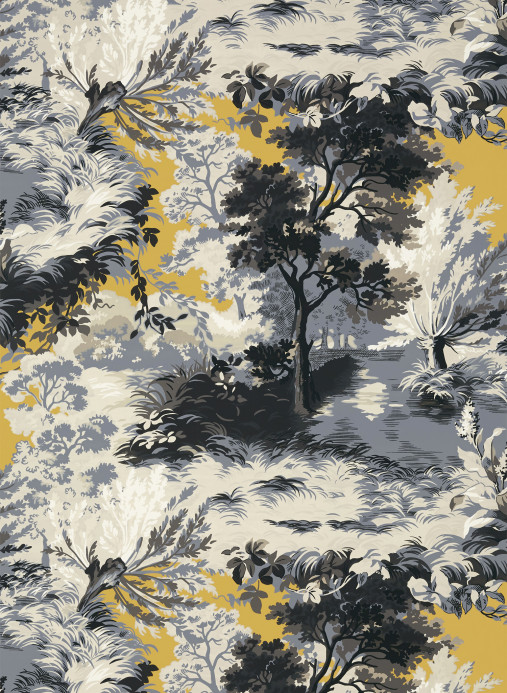 Thibaut Wallpaper Lincoln Toile - Yellow and Grey